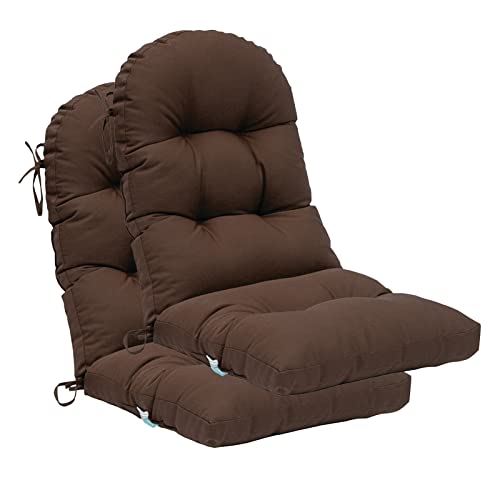Image of QILLOWAY Outdoor High Back Chair Cushion for Adirondack, All Weather Rocking Chair Cushions Thick Padded Replacement for Patio Furniture Set of 2,Coffee
