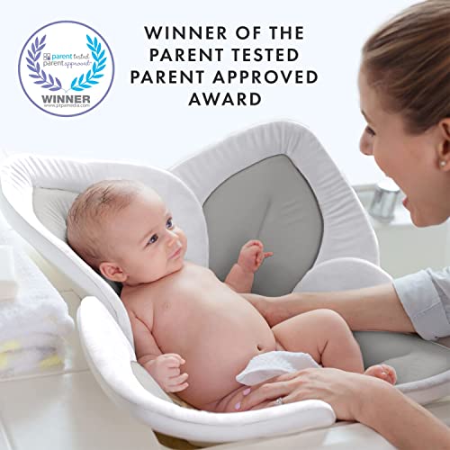 Blooming Bath Lotus Bath Pad - Plush Minky Baby Sink Bathtub Cushion - The Original Washer-Safe Flower Seat For Newborns - Gray/Dark Gray #TOP7