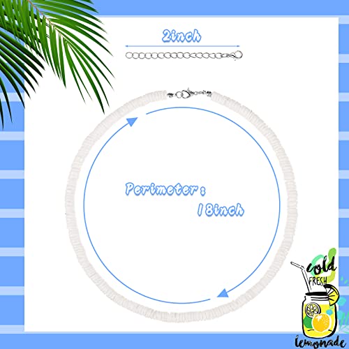 WILLBOND 3 Pcs Puka Shell Necklace Men Women White Surfer Seashell Necklace Shell Beaded Choker with Extension Chain2