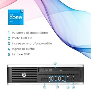 HP Elite 8300 USDT, Intel Core i5-3470, Ram 8Gb DDR3, SSD 256Gb, Windows e Libre Office, Pronto all'uso (Ricondizionato)