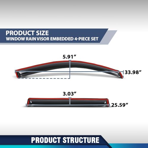 Image of PIT66 in-Channel Auto Vent Window Visors 4pcs Fit Cadillac Escalade ESV GMC Yukon Chevy Suburban 2015 2016 2017 2018 2019 2020 Rain Guards Smoke
