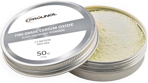 PROUNOL Cerium Oxide 50g โ Fine Grade Glass Polishing Solution Powder โ TREO 99% - 2.5 microns