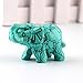 Green Turquoise Elephant 1.5Inches Statue Crafts Natural Stone Carved Figurine Chakra Carving Stones Healing Reiki Free Pouch (Turquoise)