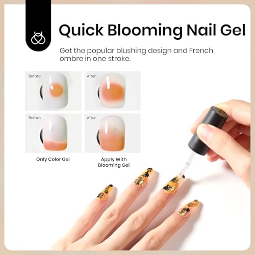 Image of Beetles Builder Gel for Nail and Blooming Gel Set, 2 Pcs 15ml Nail Art Polish for Spreading Effect Marble Stone Builder Extension, Soak Off LED Lamp DIY Manicure Nails Gifts for Women