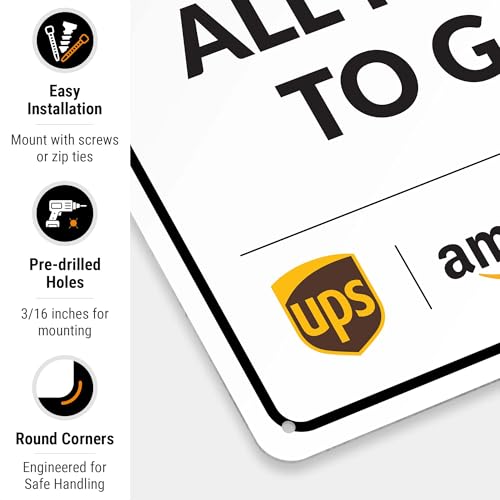 Image of Package Delivery Sign, Delivery Instructions Deliver All Package Garage Porch Sign, 10x14 Inches, Rust Free .040 Aluminum, Fade Resistant, Made in USA