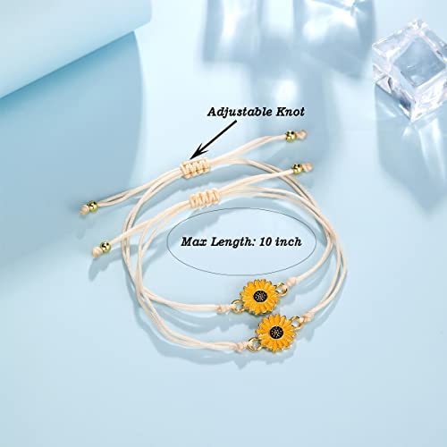 Sunflower Pinky Promise Bracelet for 2Pcs Long Distance Friendship Gifts for Best Friend Women Girls4