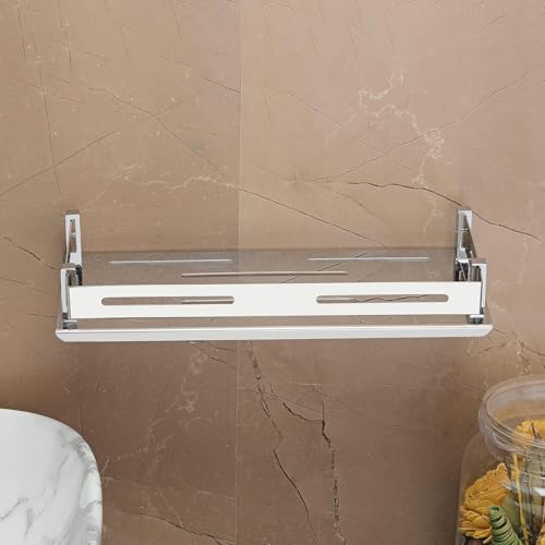Image of FORTUNE Stainless Steel Wall Mount Bathroom Shelf Multi-Functional Storage Shelf, Bathroom Shelves, Rack Basket Bathroom Accessories Homes, Hotels Decor- Chrome Finish (12 X 5 Inch) (Pack of 3)