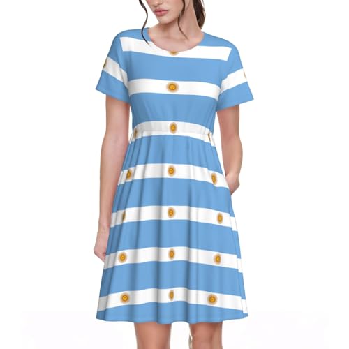 Robe d'été argentine à manches courtes pour femme idéale au quotidien