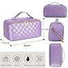 ALEXTINA Travel Makeup Bag, Vegan Leather Large Capacity Cosmetic Bags for Women,Waterproof Portable Pouch Open Flat Toiletry Bag Makeup Bag Organizer with Fixed Divider, Purple #4