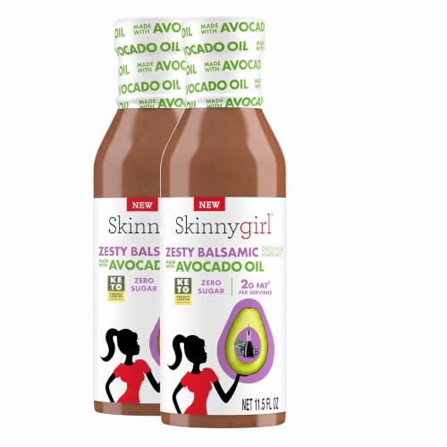 Skinnygirl Sugar Free Gluten Free Avocado Oil Salad Dressing, Zesty Balsamic, 11.5 Ounce (Pack of 2)