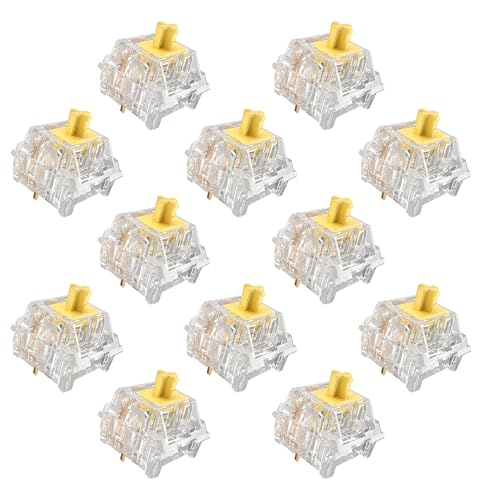 Image of Zhouwang 108Pcs Crystal Yellow Linear Mechanical Keyboard Switches Kit | Pre-Lubed Hot-swap Switches,Solid rebound /Responsive 3 Pin Office Typing,MX Style Smooth feel for Mechanical Gaming Keyboards