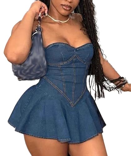 Amazon.com: Sexyshine Women's Strapless Tube Top Flared Denim Mini Dress A-Line Ruffle Hem Off Shoulder Pleated Skater Jeans Dresses(26759BE,S) : Clothing, Shoes & Jewelry Amazon.com: Sexyshine Women's Strapless Tube Top Flared Denim Mini Dress A-Line Ruffle Hem Off Shoulder Pleated Skater Jeans Dresses(26759BE,S) : Clothing, Shoes & Jewelry