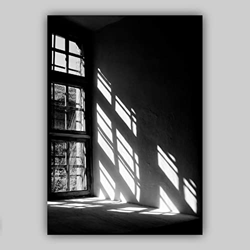 Artze Wall Art Fashion Woman Angel Wings Window Shadow Monochrome Photograph Gallery Wall Art Print Picture Poster 3-Piece Set - Image 4