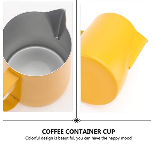 Cabilock Jarra de Espuma de Café de Acero Inoxidable Taza de Espuma de Café con Mango Amarillo 600Ml Jarra de Medición… - Imagen 6
