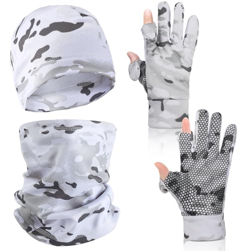 Janmercy 3 Pcs Camouflage Hunting Gloves Beanie and Scarf Set for Men Women Cold Weather Hunting Accessories
