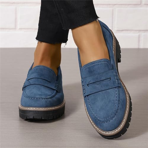 Image of Womens Loafers Shoes Platform Chunky Penny Loafer Lug Sole Comfortable Slip On Work Office Business Casual Dress Shoes, US Size 5-11.5