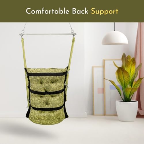 Image of Swingzy Make in India, Soft Leather Velvet Hanging Swing Chair, Jhula for Adults, Swing for Indoor /Outdoor, Home, Balcony & Garden, 200 Kgs Weight Capacity (Green, Free Hanging Accessories)(Cotton)
