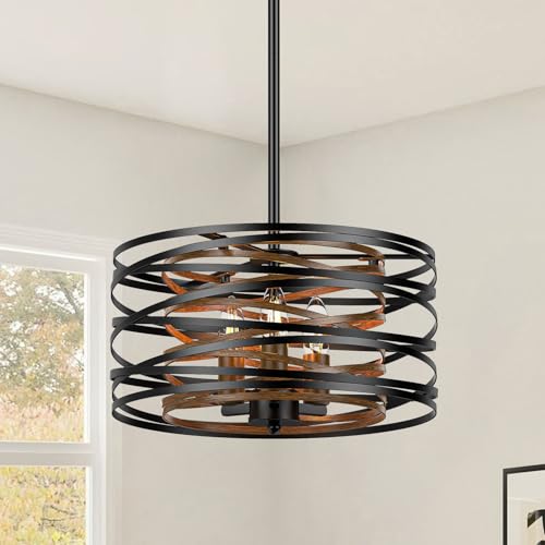 12.6'' Farmhouse Chandeliers for Dining Room, 3-Light Industrial Black Hanging