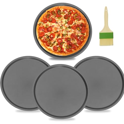 Set Di 4 Teglie Per Pizza In Acciaio Al Carbonio, Diametro 16 Cm - Antiaderenti, Per Pizza, Torte, Quiche