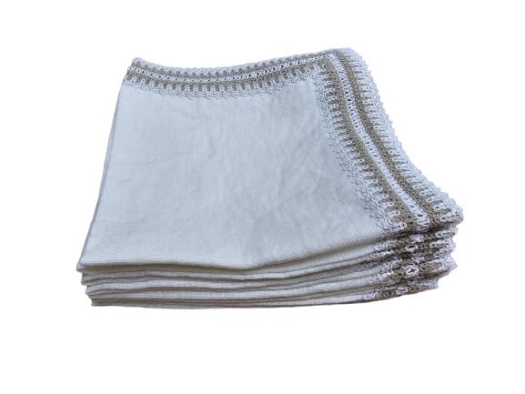 Serviettes de Table 100% Lin blanc cassé : l'élégance durable d'un grand lot de 8