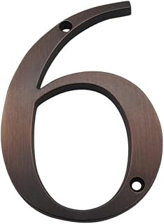 House Number Plaques 4 in 101mm House Number Door Address Number Zinc Alloy Screw Mounted Outdoor Address Sign #0-9 Bronze Color Door Numbers (Color : Aged Bronze 6)