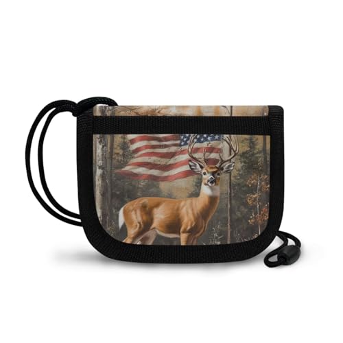 Reindeer Wallet for Kids Boys with String American Flag Kids Wallets for Boys 5-7 Pratical Multi Pockets Wallet Purse Toddler Small Purse2