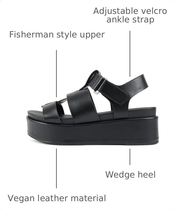 Image of Soda inchAmenda inch ~ Women Round Toe Fisherman Platform Low Heel Wedge Sandal with Adjustable Ankle Strap