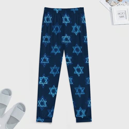 Blue Star of David Men's Pajama Bottoms Sleep Lounge Soft Comfy Pants Sleepwear4
