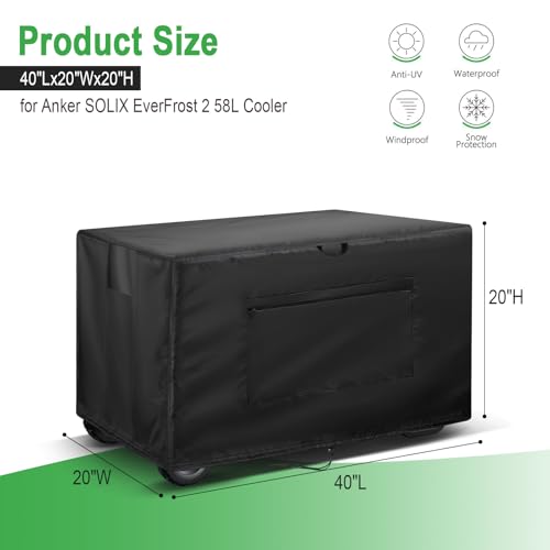 Image of Electric Cooler Cover for Anker SOLIX EverFrost,600D Car Refrigerator Cover Waterproof for EverFrost 2 58L-Ventilator & Storage Pocket