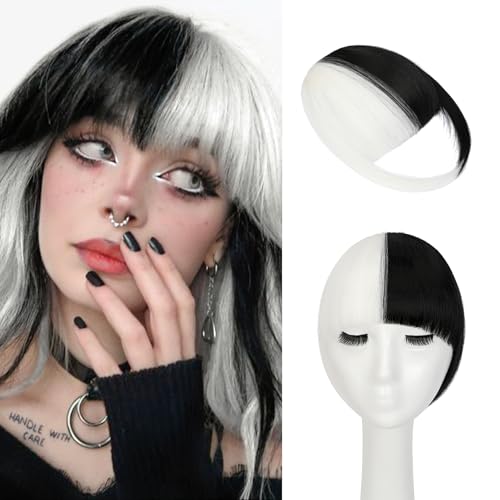 Wodelanle Bangs Hair Clip in Bangs, Fake Bangs Natrual Clip in Hair Extensions, Easy to Use Faux Bangs Clip on Bangs, French Bangs Fringe with Temples Hairpieces Curved Bangs for Cosplay