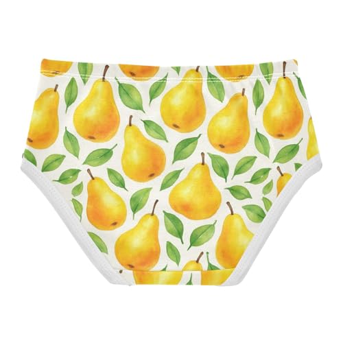 Joisal Cotton Toddlers Underwear Floral Yellow Pears Green Leaves Cute Panties Girl Personalized Underpants Briefs 2t2