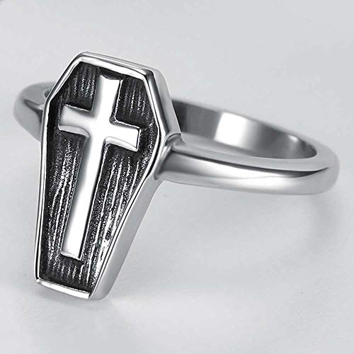 Jude Jewelers Stainless Steel Christian Cross Coffin Shape Religious Prayer Cocktail Party Halloween Biker Ring4