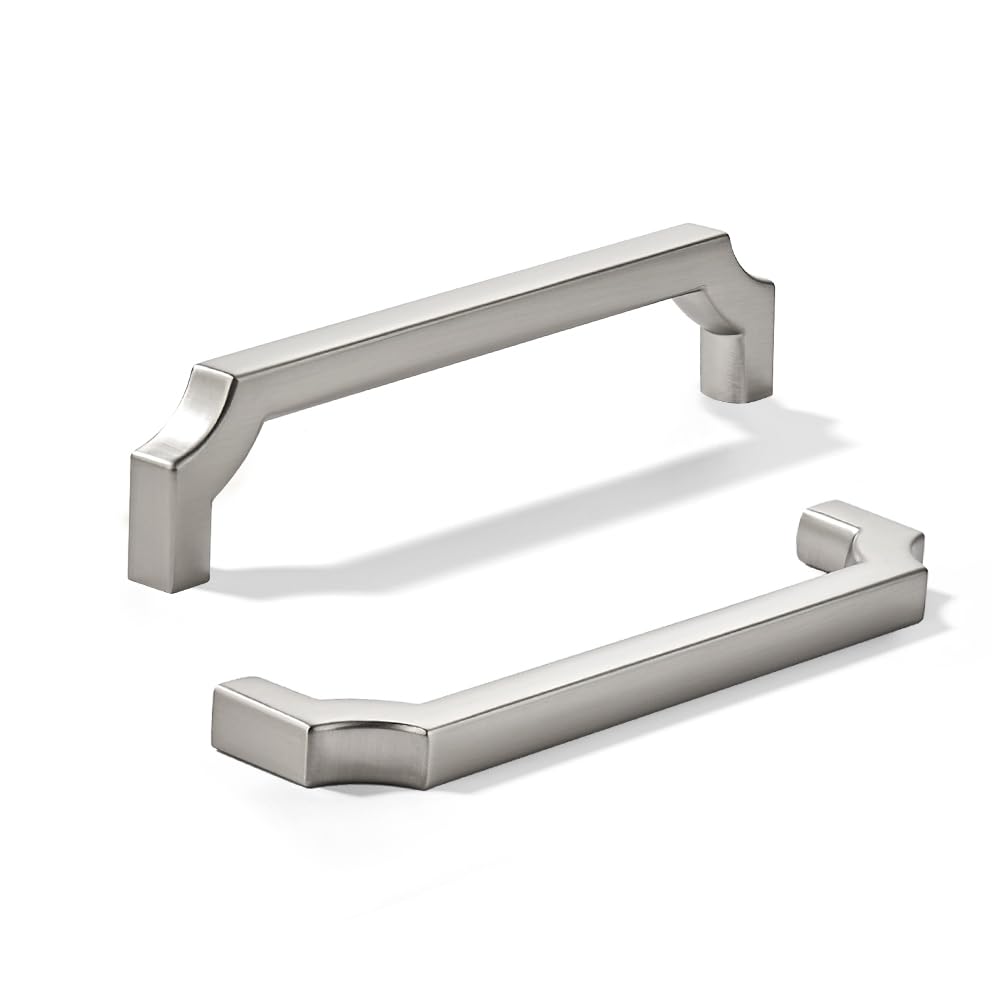 khtumeware 10-Pack 152mm Brushed Satin Nickel Cabinet Pulls, Solid Zinc Alloy Heavy-Duty Handles for Kitchen/Bathroom Cabinets, Drawers & Cupboards (6 Inch Center to Center)