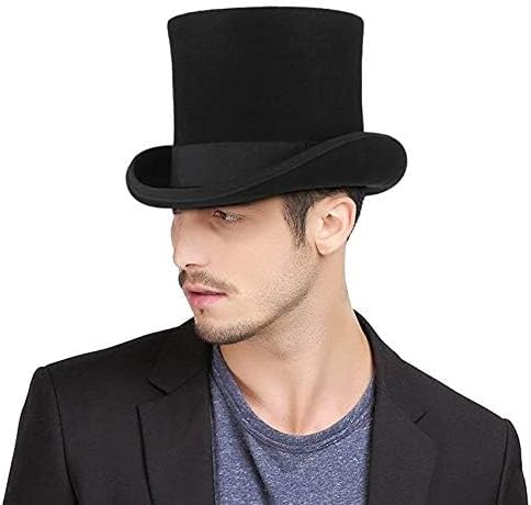 GEMVIE Men's 100% Wool Top Hat Satin Lined Party Dress Hats Derby Black Hat - Image 7