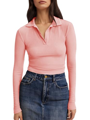Camisa de trabajo ajustada que estiliza la figura en punto rosa Tankaneo para mujer S