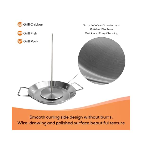 Fengzhe Al Pastor Skewer for Grill：Stainless Steel Vertical Stand, Brazilian Spit Stand with removable 3 Spikes, 2 Brushes, Anti-scalding Fittings, Fat Separator Tray, for Tacos Al Pastor, BBQ - Image 7