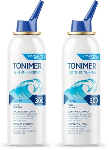 Tonimer Isotonic 300 Normal - 100 ml - Soluzione Isotonica Sterile di Acqua di Mare - Rimuove e Fluidifica il Muco - Indicata per Adulti - Senza Conservanti (Confezione da 2)