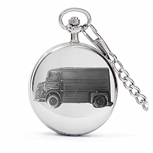 Montre gousset à quartz homme argent poli avec voiture HY Van
