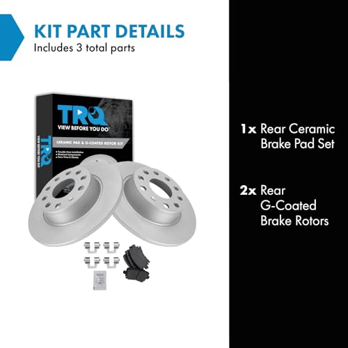 Image of TRQ Rear Brake Pad and Rotor Set Ceramic Coated Rotors Compatible with 2010 Volkswagen Golf 2011 2017 GTI
