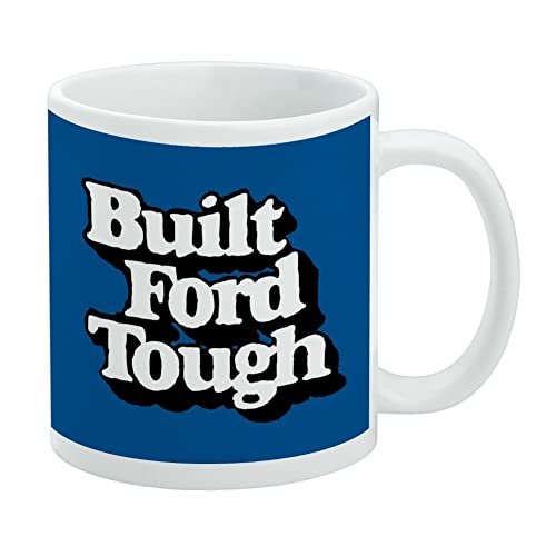 Built Ford Tough Stamp Ceramic Coffee Mug, Novelty Gift Mugs for Coffee, Tea and Hot Drinks, 11oz, White