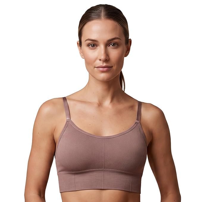 Bra for Women | Seamless Ribbed - Comfortable Wireless Sports Bra, Stretch Everyday Bralette, All Weather Crop Top Style Bra for Active Wear & Lounge-image-49