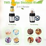 Nahida Blender for Smoothies, 1200W Smoothie Blender for Ice Crushing, Blenders with (2) 6-Fin Blades, Personal Blenders for Kitchen with 23oz, 32oz, 37oz Easy Go Cups for Juices, Silver - Image 3