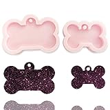 2pcs Creative Dog Bone Shaped Silicone Mold,Keychain Mold with Hole DIY Ice Cream Pudding Crystal...