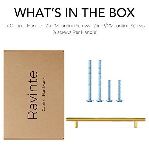 Image of Ravinte 10 Inch Cabinet Handles Brushed Brass Drawer Pulls Stainless Steel Kitchen Cabinet Hardware Cabinet Pulls 10 inch Length,7-1 /2 inch Hole Center|1 Pack