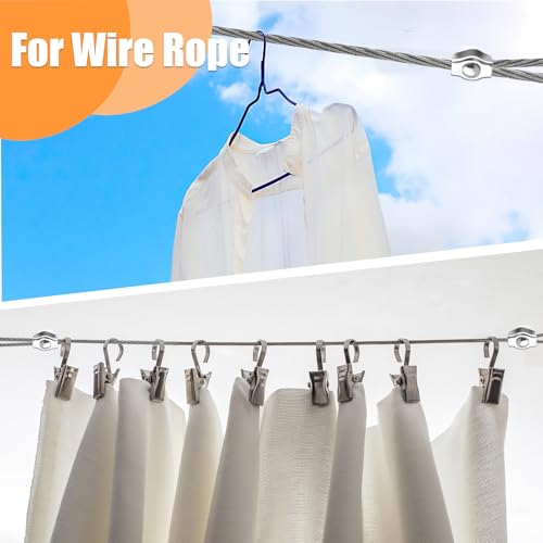 M2 Drahtseilklemme, 12 Stück Seilklemme, 304 Edelstahl Seilklemmen, Drahtklemme für 2mm Stahlseil Drahtseil Wäscheleinenspanner Markise Fixiert