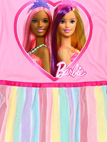 Barbie Girl's Rainbow Dress Up Fantasy Gown Nightgown Pajamas (4, Pink) #TOP6