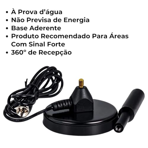 Antena Digital Amplificada HDTV/UHF/VHF Para Smart TV Digital e Analógica Interna e Externa Cabo 5m