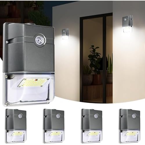 LTBLIGHT Dusk to Dawn Outdoor Lighting, Modern Black Waterproof Exterior Wall Sconce, Sensor Front Porch Lights with E26 Base for House Garage Patio Front Door, 120V 1x Light Sensor