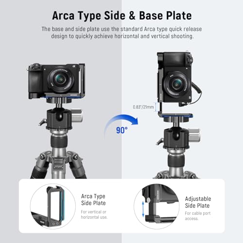 NEEWER a6700 L Plate Compatible with Sony Alpha 6700, Quick Switch Aluminum Extendable Side Plate & Anti Twist Baseplate Compatible with Arca Swiss QR System DJI RS 2 RSC 2 RS 3 Pro Gimbals, CA048 by NEEWER - Image 7