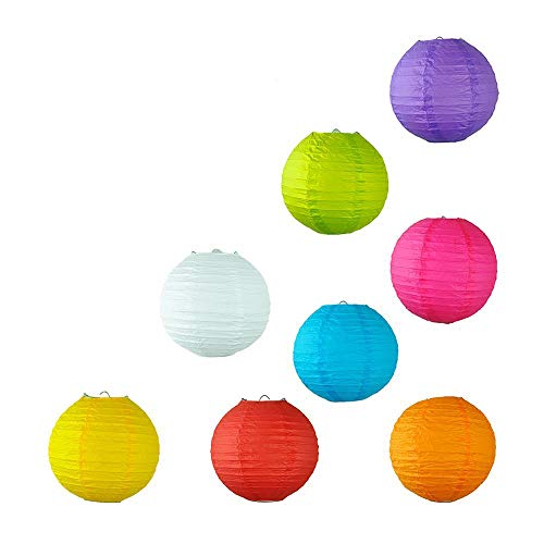 LIDORE 8 Pack Assorted Different Multi Color Chinese Paper Lanterns Lamps 8 Inch